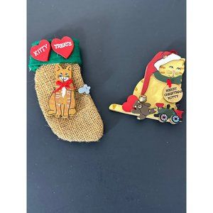 Kurt Adler Cat Ornaments Merry Christmas Kitty & Kitty Treats Stocking Vintage